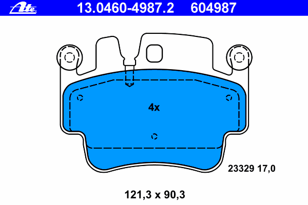 Комплект тормозных колодок, дисковый тормоз ATE 23329