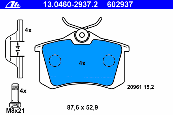 Комплект тормозных колодок, дисковый тормоз ATE 13046029372