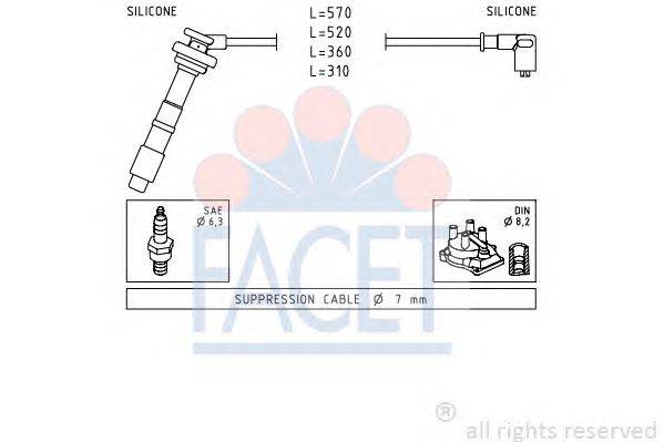 Комплект проводов зажигания FACET 4.8608