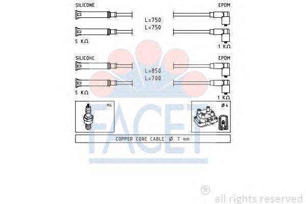 Комплект проводов зажигания FACET 4.9694