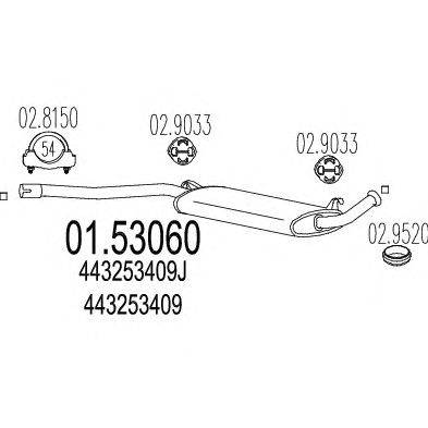 Средний глушитель выхлопных газов MTS 01.53060