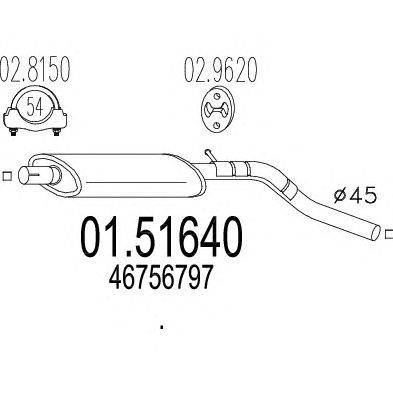 Средний глушитель выхлопных газов MTS 01.51640