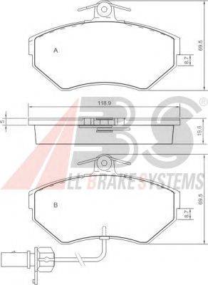 Комплект тормозных колодок, дисковый тормоз A.B.S. P85044