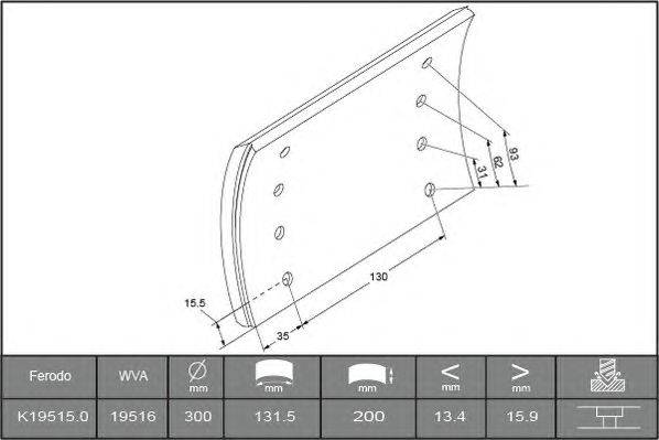 Комплект тормозных башмаков, барабанные тормоза ABEX 19516