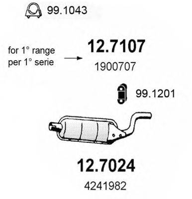Глушитель выхлопных газов конечный ASSO 12.7107