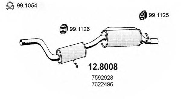 Средний / конечный глушитель ОГ ASSO 128008