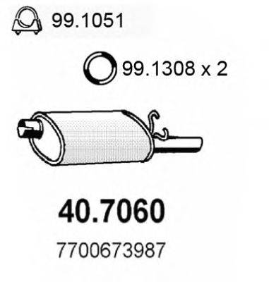 Глушитель выхлопных газов конечный ASSO 40.7060