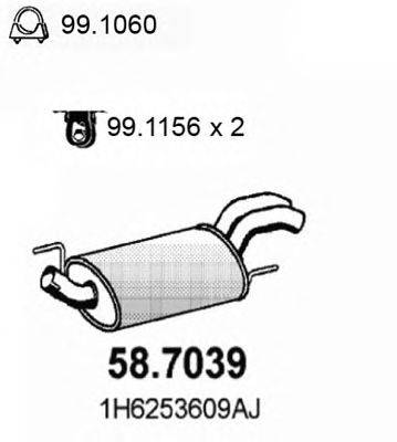 Глушитель выхлопных газов конечный ASSO 58.7039