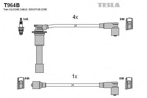 Комплект проводов зажигания TESLA T964B