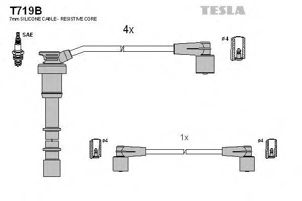Комплект проводов зажигания TESLA T719B