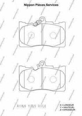Комплект тормозных колодок, дисковый тормоз NPS 0986494252