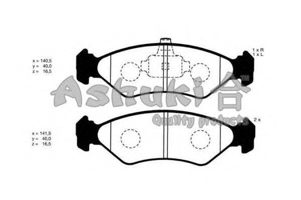 Комплект тормозных колодок, дисковый тормоз ASHUKI M041-10J