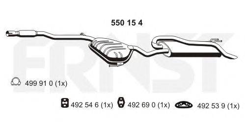 Глушитель выхлопных газов конечный; Средний / конечный глушитель ОГ ERNST 550154
