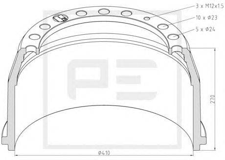 Тормозной барабан PE Automotive 036.401-00A