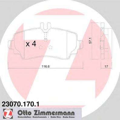 Комплект тормозных колодок, дисковый тормоз ZIMMERMANN 23070.170.1