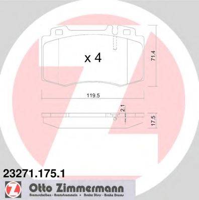 Комплект тормозных колодок, дисковый тормоз ZIMMERMANN 232711751