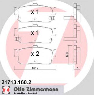 Комплект тормозных колодок, дисковый тормоз ZIMMERMANN 21714