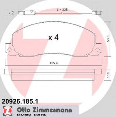 Комплект тормозных колодок, дисковый тормоз ZIMMERMANN 20926.185.1