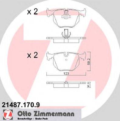 Комплект тормозных колодок, дисковый тормоз ZIMMERMANN 214871709