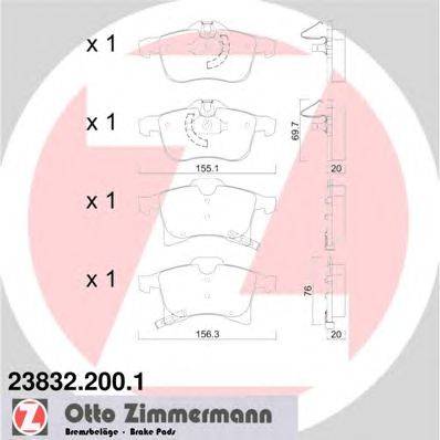 Комплект тормозных колодок, дисковый тормоз ZIMMERMANN 238322001