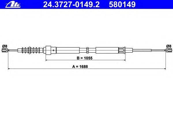 Трос, стояночная тормозная система ATE 24.3727-0149.2