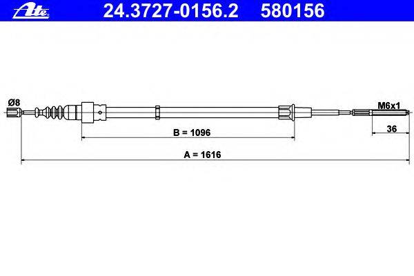 Трос, стояночная тормозная система ATE 24.3727-0156.2