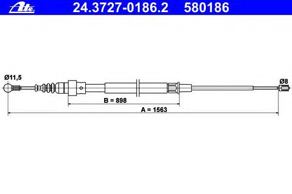 Трос, стояночная тормозная система ATE 24.3727-0186.2