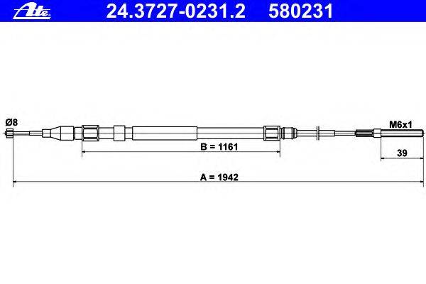 Трос, стояночная тормозная система ATE 24.3727-0231.2