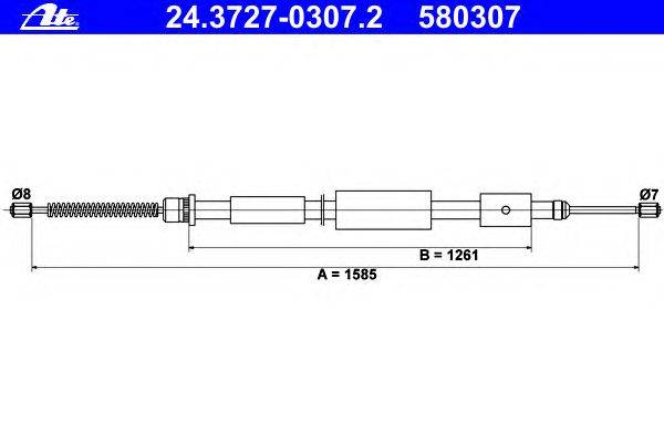 Трос, стояночная тормозная система ATE 24.3727-0307.2