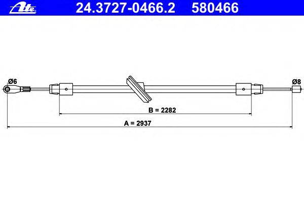 Трос, стояночная тормозная система ATE 24.3727-0466.2
