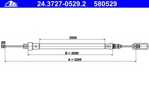Трос, стояночная тормозная система ATE 24.3727-0529.2
