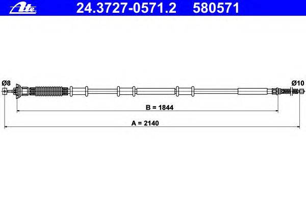 Трос, стояночная тормозная система ATE 24.3727-0571.2