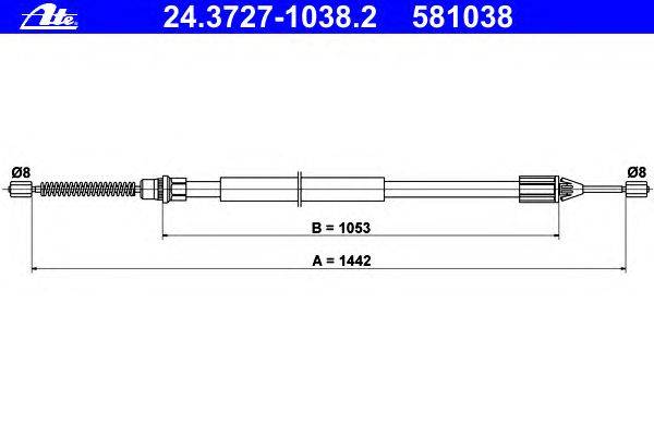 Трос, стояночная тормозная система ATE 24.3727-1038.2