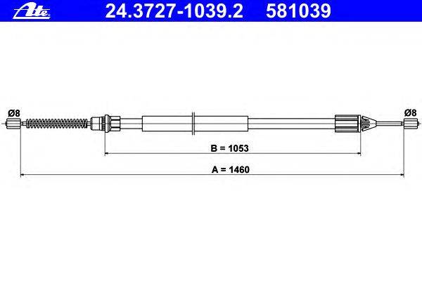Трос, стояночная тормозная система ATE 24.3727-1039.2