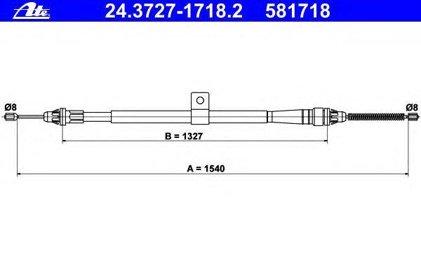 Трос, стояночная тормозная система ATE 24.3727-1718.2