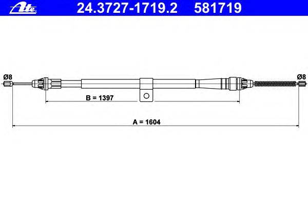 Трос, стояночная тормозная система ATE 24.3727-1719.2