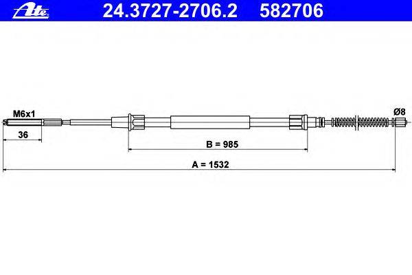 Трос, стояночная тормозная система ATE 24.3727-2706.2