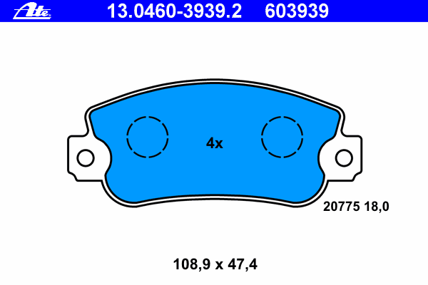 Комплект тормозных колодок, дисковый тормоз ATE 20775