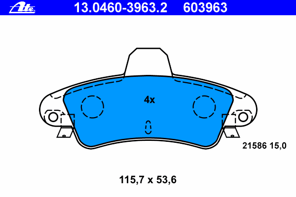 Комплект тормозных колодок, дисковый тормоз ATE 21586