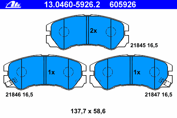 Комплект тормозных колодок, дисковый тормоз ATE 13.0460-5926.2
