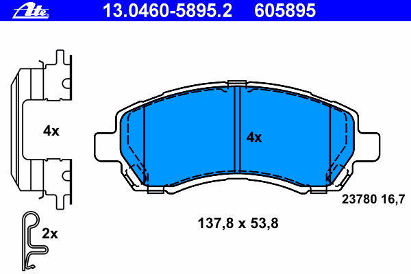 Комплект тормозных колодок, дисковый тормоз ATE 13046058952