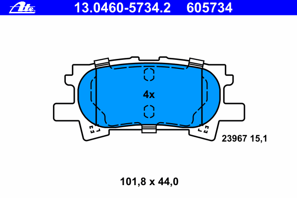 Комплект тормозных колодок, дисковый тормоз ATE 13.0460-5734.2