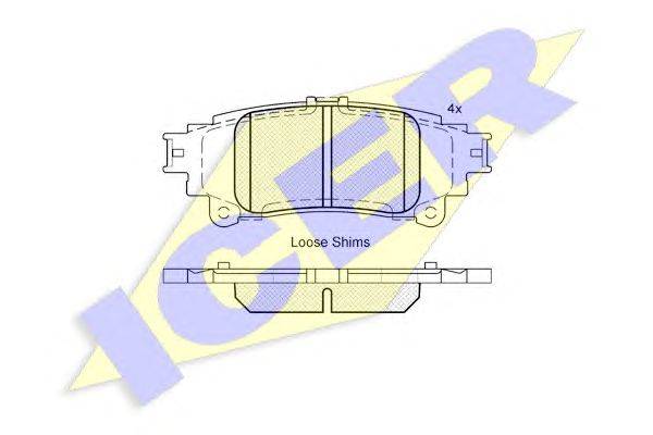 Комплект тормозных колодок, дисковый тормоз ICER 182050