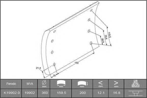 Комплект тормозных башмаков, барабанные тормоза ABEX B2053927