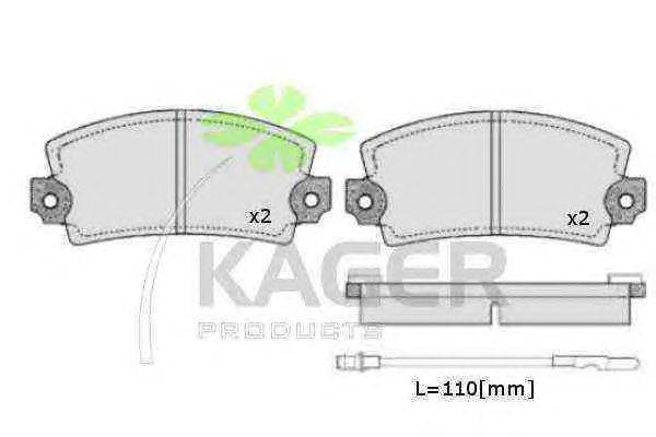 Комплект тормозных колодок, дисковый тормоз KAGER 350381