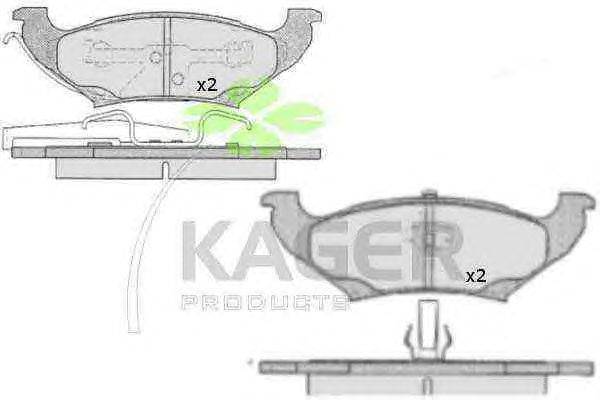Комплект тормозных колодок, дисковый тормоз KAGER 350579