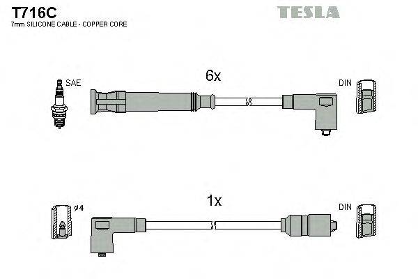 Комплект проводов зажигания TESLA T716C