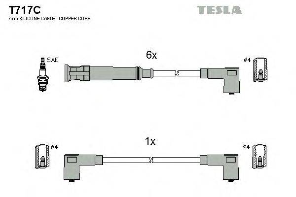 Комплект проводов зажигания TESLA T717C