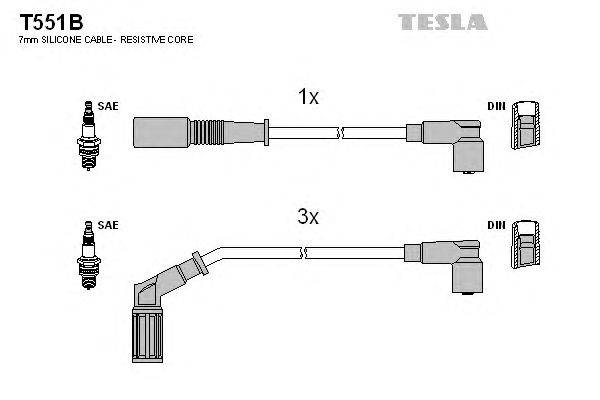 Комплект проводов зажигания TESLA T551B