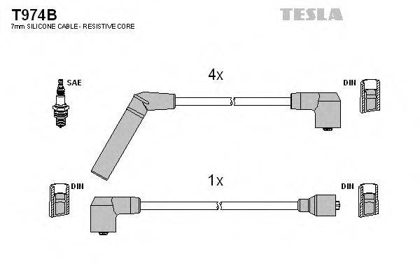 Комплект проводов зажигания TESLA T974B